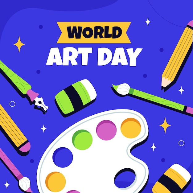 Flat world art day illustration