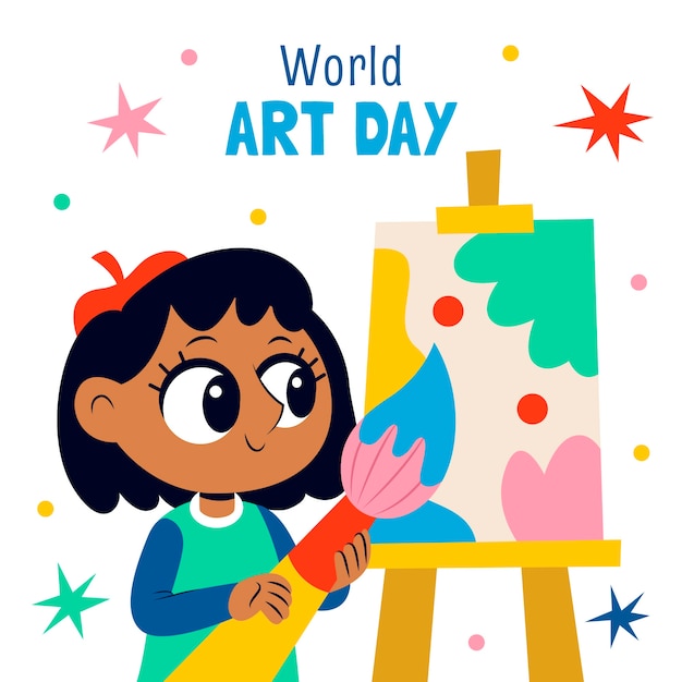 Flat world art day illustration