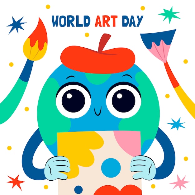 Vector flat world art day illustration