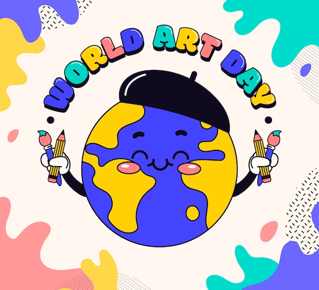 Flat world art day illustration