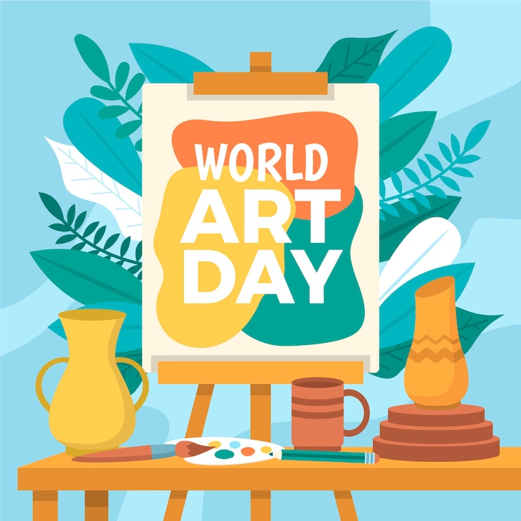 Vector flat world art day illustration