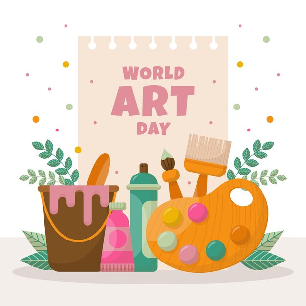 Flat world art day illustration