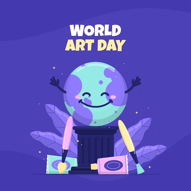 Vector flat world art day illustration