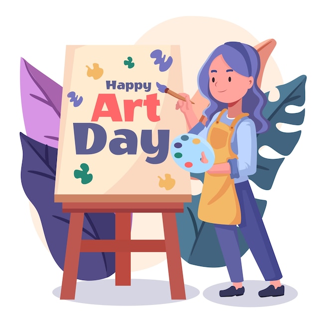 flat world art day illustration