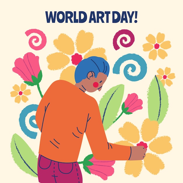 Vettore illustrazione della giornata mondiale dell'arte piatta