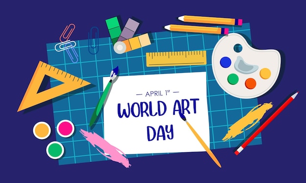 Flat world art day vector design