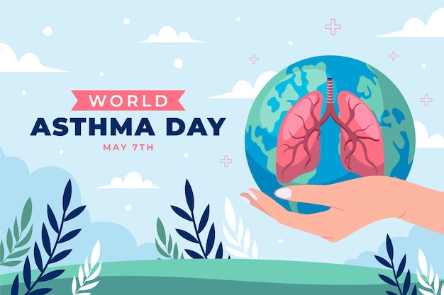 Flat world asthma day background