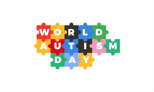 Vector flat world autism awareness day illustration