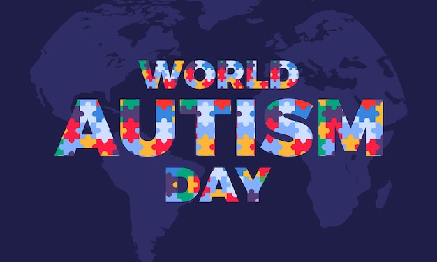 Vector flat world autism awareness day illustration