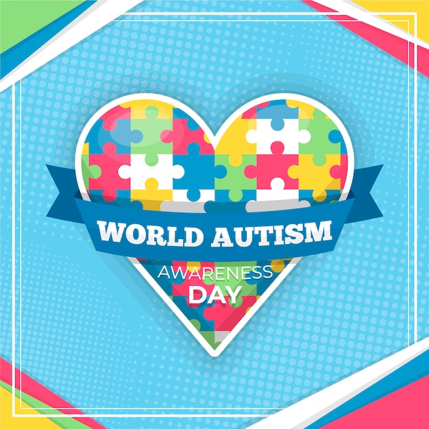 Vector flat world autism awareness day illustration