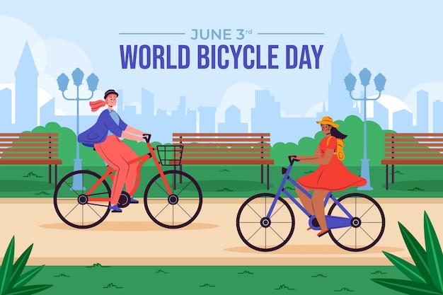 Flat world bicycle day background