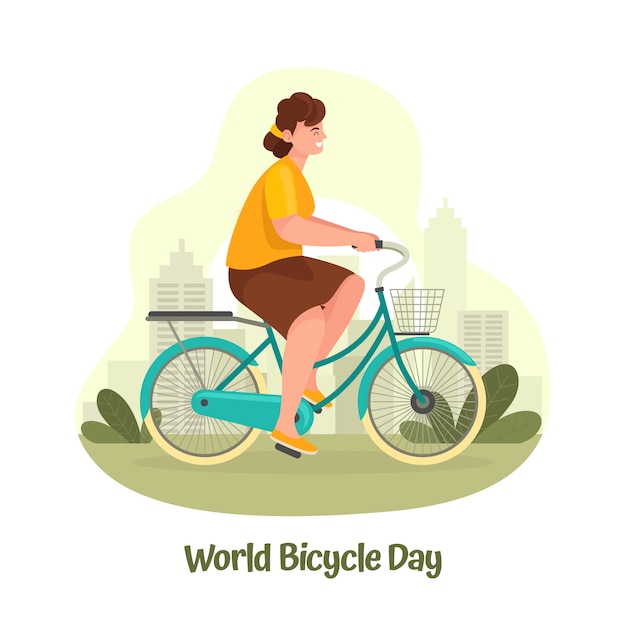 Vector flat world bicycle day illustration