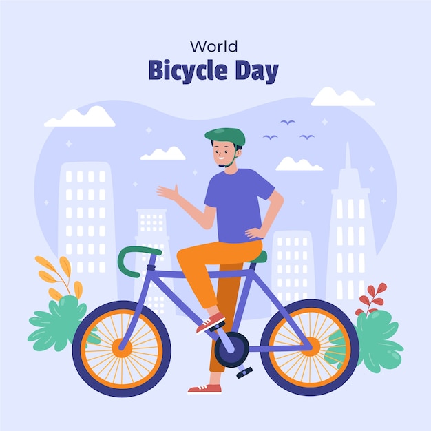 フラットな世界自転車デーのイラスト