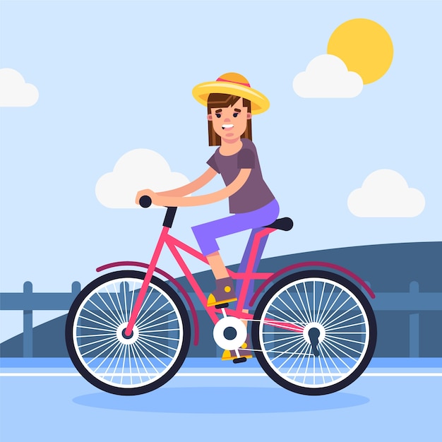 Flat world bicycle day illustration