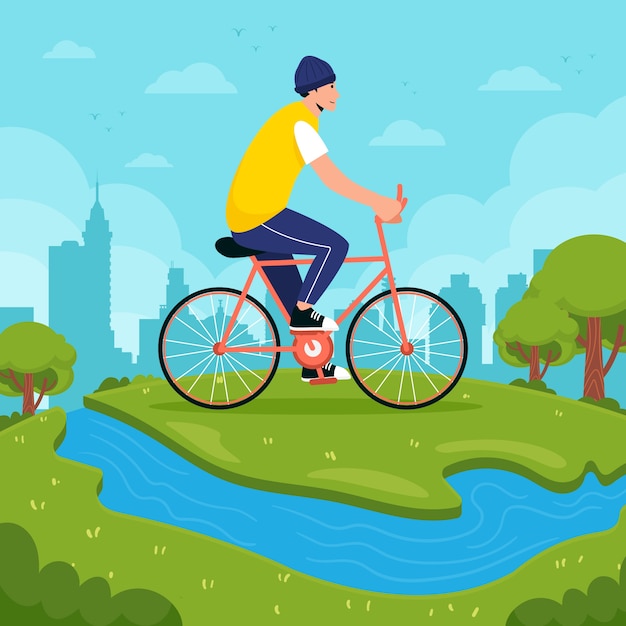 Vector flat world bicycle day illustration