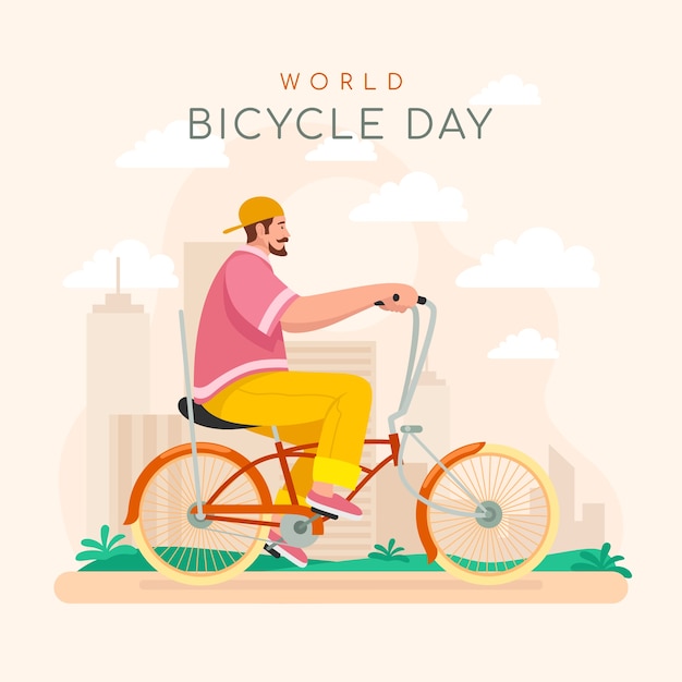 Vector flat world bicycle day illustration