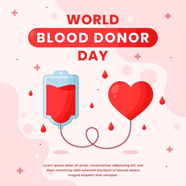 Flat world blood donor day illustration