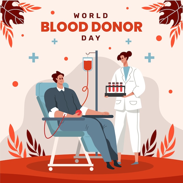 Flat world blood donor day illustration