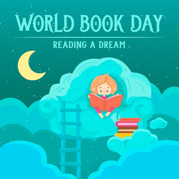 Vector flat world book day background