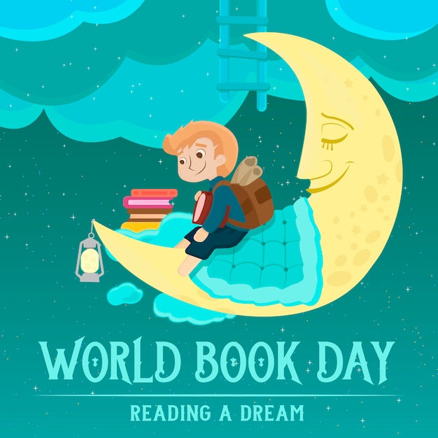 Vector flat world book day background