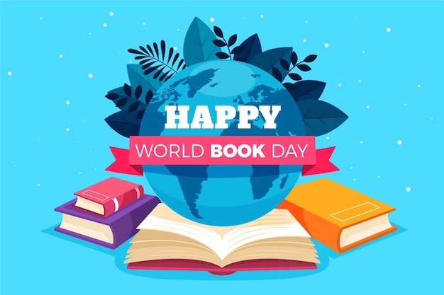 Flat world book day background