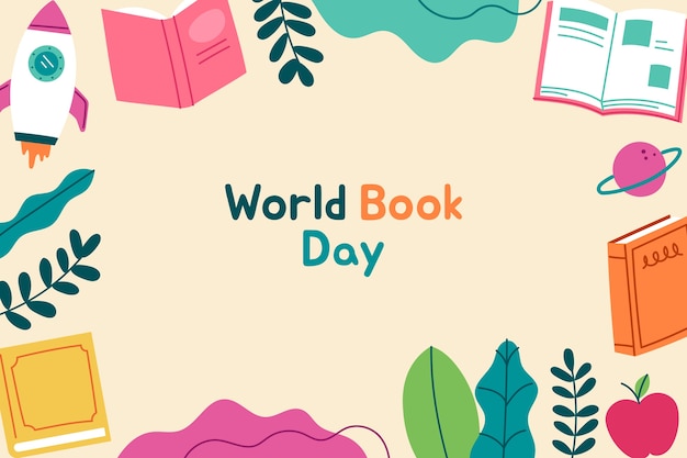 Vector flat world book day background