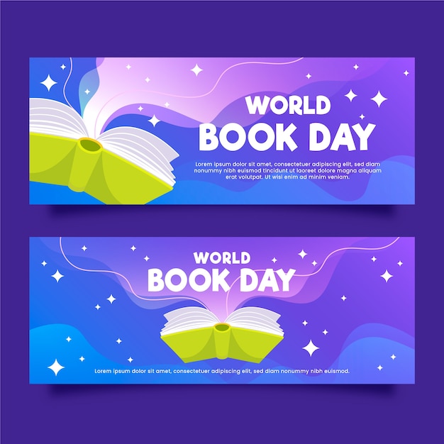 Flat world book day banners