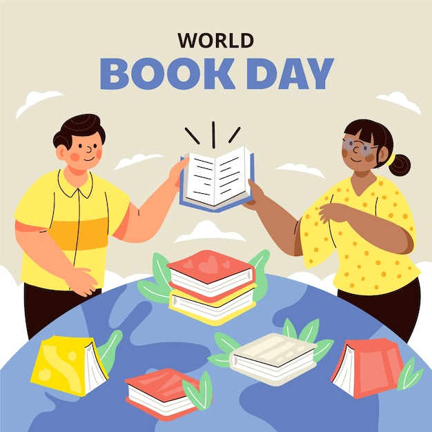 Vector flat world book day illustration