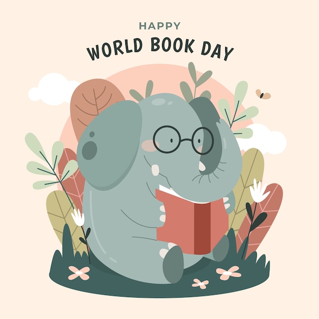 Flat world book day illustration