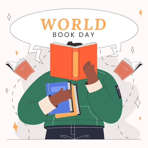 Flat world book day illustration