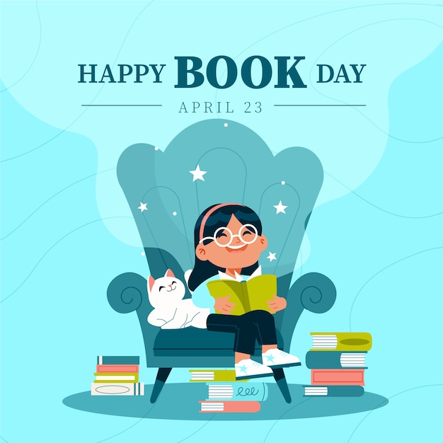 Vector flat world book day illustration