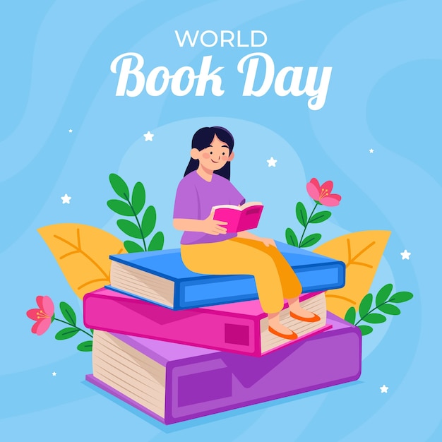 Vector flat world book day illustration