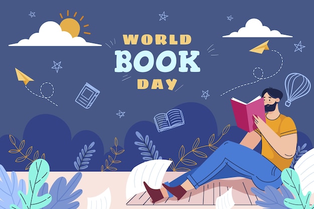 Flat world book day illustration