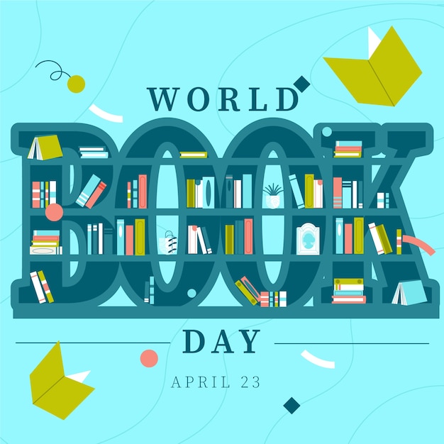 Flat world book day illustration