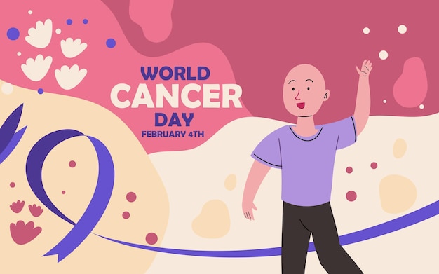 Flat world cancer day background vector