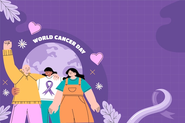 Flat world cancer day background