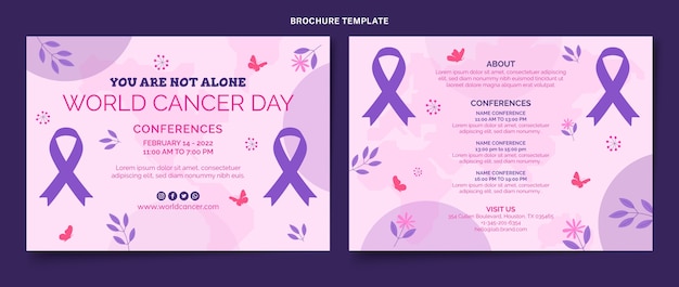 Vector flat world cancer day brochure template