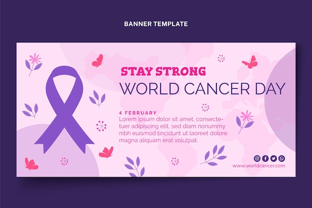flat world cancer day horizontal banner