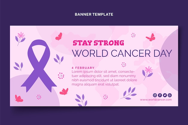 Flat world cancer day horizontal banner