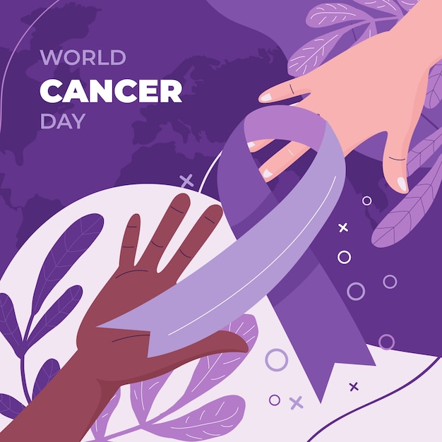 Flat world cancer day illustration