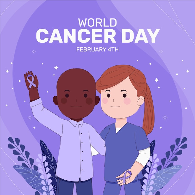 Flat world cancer day illustration