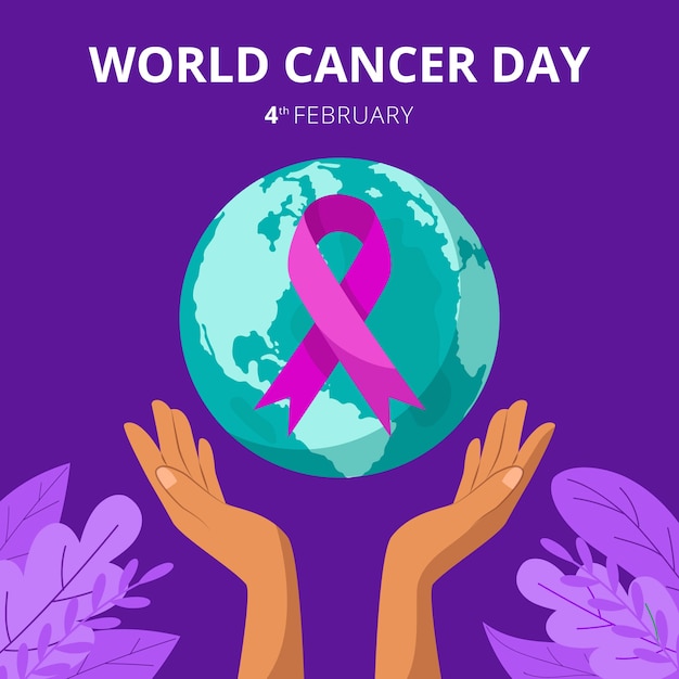 Illustrazione piatta della giornata mondiale del cancro