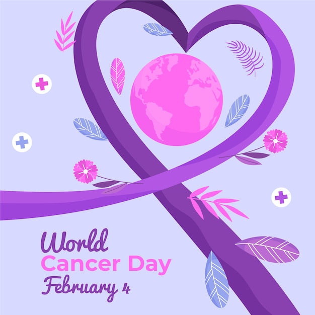 Vector flat world cancer day illustration