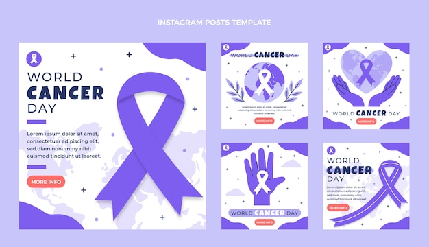 Vector flat world cancer day instagram posts collection