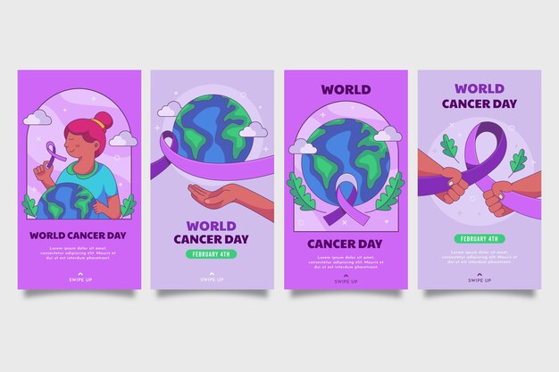 flat world cancer day instagram stories collection