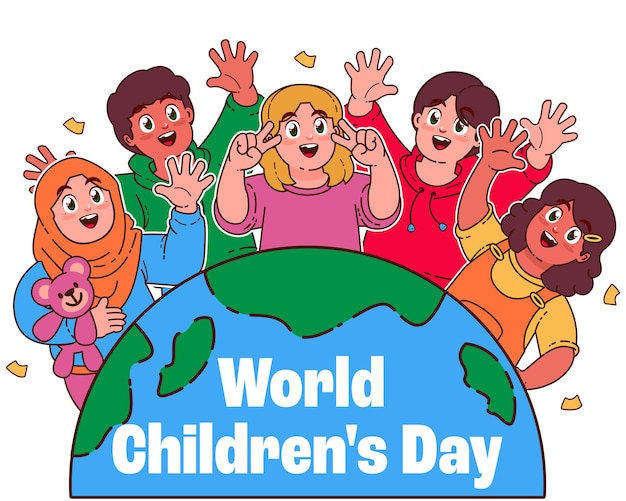 Vector flat world children's day background