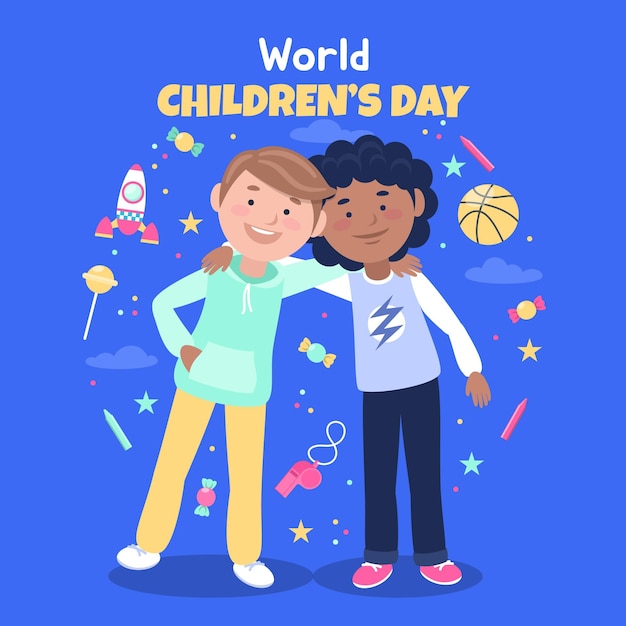 Flat world children's day illustration