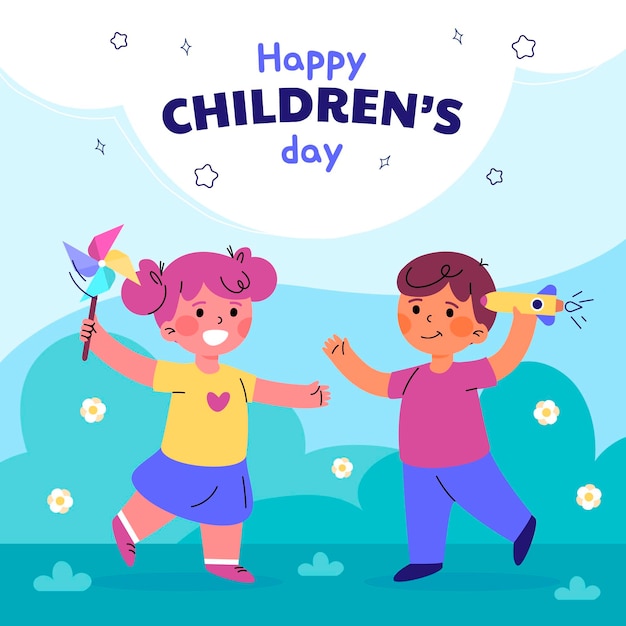 Vector flat world children's day illustration