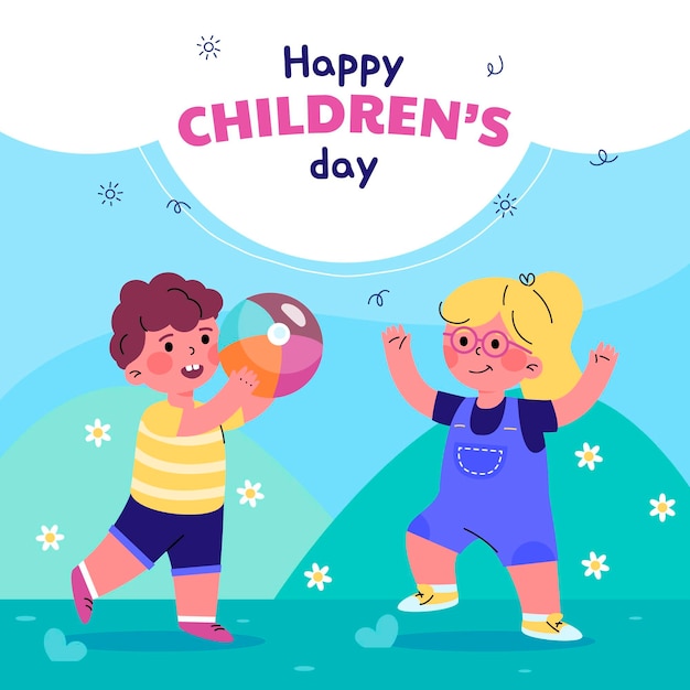 Illustrazione della giornata mondiale dei bambini piatta