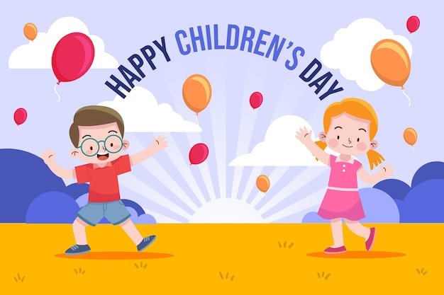 Flat world children's day illustration